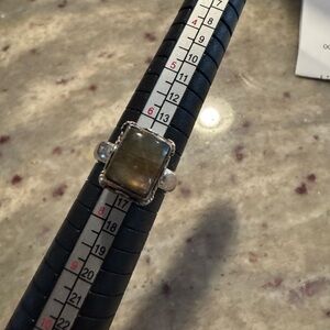 Sterling silver Ring with laboradite Stone. Size 7. Signed Vivah